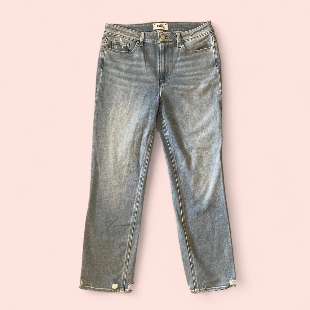 PAIGE Cindy Straight Leg Light Wash Denim Jeans